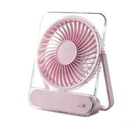 Mini ventilatore pieghevole portatile USB di ricarica desktop con schermo digitale, 3 impostazioni, flusso d'aria a basso rumore, per scuola, spiaggia, concerti, vacanze, regalo compatto (rosa)