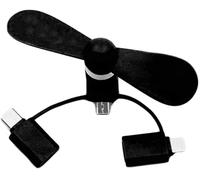 Mini ventilatore portatile 3 in 1 USB per casa, viaggi, ufficio, mini ventola per cellulare, portatile, durevole, nero, utile e pratico