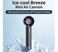 Mini ventilatore portatile a cannone d'aria, tecnologia uragano infinito a 100 livelli con display della velocità del vento. Tieni premuto per 2 secondi per una sorpresa. Portatile e rinfrescante, ide
