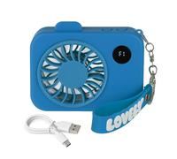 Mini ventilatore portatile azzurro macchina fotografica