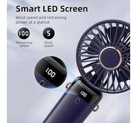Mini ventilatore portatile con 5 velocità LED USB ricaricabile ricarica piccoli ventilatori a batteria pieghevoli scrivania portatile camera da letto interna esterna Blu