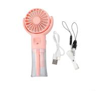 Mini ventilatore portatile da appendere al collo con ricarica USB e funzione spray, perfetto per rimanere freschi durante le attività estive (rosa)