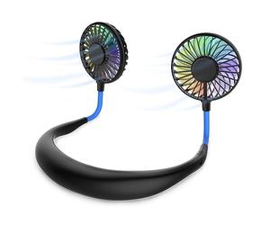 Mini ventilatore portatile da collo, mani libere, ricaricabile tramite USB, con fascia da collo, ventilatore per collana, ventilatore con doppia testa del vento, impostazioni a 3 velocità, per viaggi,