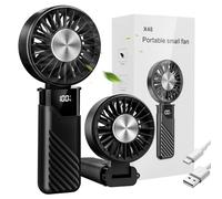 Mini Ventilatore Portatile, Ricaricabile USB Ventilatore da Scrivania a Mano Piccolo, Ventilatori Portatili a Batteria Con 5 Velocità, Ventola Portable Fan Pieghevole per Ufficio, da Esterno (Nero)