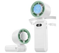 Mini Ventilatore Portatile, Ventilatore da Mano con 1-199 Velocità, Funzione di Raffreddamento, 5000mAh Ricaricabile via USB, Display LED, Tavolo e da Collo per i viaggi,il plein air,l'hogar(Bianco)