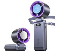 Mini Ventilatore Portatile, Ventilatore da Mano con 1-199 Velocità, Funzione di Raffreddamento, 5000mAh Ricaricabile via USB, Display LED, Tavolo e da Collo per i viaggi,il plein air,l'hogar(Grigio)