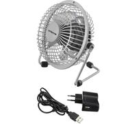 Mini Ventilatore Portatile Diametro 10cm Alimentazione USB o 230V Grigio [EEK: A+]