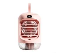 Mini ventola di raffreddamento portatile con funzione nebulizzatore, alimentazione USB, ventola di raffreddamento oscillante, per casa, ufficio, scrivania, design salvaspazio (rosa)