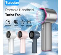 Mini ventola portatile di ricarica, motore ad alta velocità, regolazione continua della velocità a 100 velocità Display a LED del livello della batteria, palmare esterno