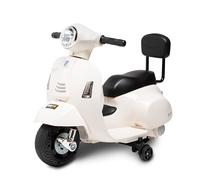 Mini vespa elettrica per bambini con Schienale 6V BABYCAR - Mini Vespa per bambini con acceleratore a pedale con luci e suoni integrati (Bianca)
