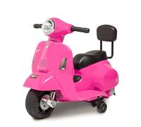 Mini vespa elettrica per bambini con Schienale 6V BABYCAR - Mini Vespa per bambini con acceleratore a pedale con luci e suoni integrati (Rosa)