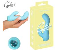 Mini Vibratore Rabbit Celeste con Testa Curva e Flessibile in Silicone Cuties