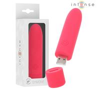 Mini vibratore ricaricabile in silicone rosa con 8 modalità - Couleur: Rosso, Taille: 10 cm x 2.2 cm