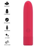 Mini vibratore ricaricabile in silicone rosa con 8 modalità - Couleur: Rosso, Taille: 10 cm x 2.2 cm