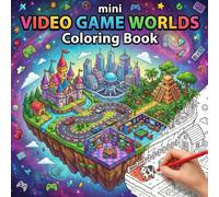 Mini Video Game Worlds Coloring Book: 50+ Isometric Pixel Art Designs of Retro Arcades, Racing Circuits, and Fantasy Game Levels for Gamers Boys Girls