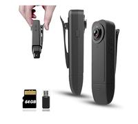 Mini videocamera con registrazione audio e video, piccola POV Cam 1080p con scheda 64G, portatile e portatile, videocamera DV, versione notturna, per la sicurezza dei documenti di lavoro e i viaggi