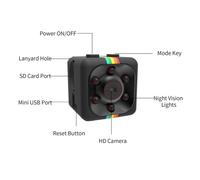 Mini videocamera HD 1080P SQ11 con registrazione a ciclo continuo, rilevamento del movimento e grandangolo