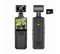 Mini videocamera indossabile 4K con rotazione a 180, 64 GB