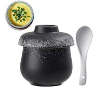 Mini Vintage Ceramic Coddled Egg Cups with Lids, 220ml Egg Cooker Dessert Cups for Breakfast, Table Treasure Chawanmushi Steamed Eggs Dish