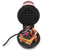 Mini waffle a forma di cuore, piccolo maker per waffle con rivestimento antiaderente, mini macchina per waffle, per famiglie, campeggiatori e camper, rosa, 12,5 x 16,5 x 8,5 cm