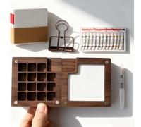 Mini Watercolor Travel Kit with 8/15 Hole Wooden Pocket Palette, 12 Colors, Water Brush Pen & 3.1" Sketchbook (58 Sheets) - Compact Painting Set for Beginners, Urban Sketching & Plein Air(15Hole)