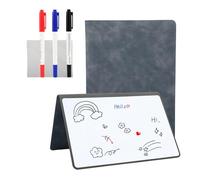 Mini Whiteboard A5,Lavagna cancellabile A5,Wipe Clean Memo Board, Portable Whiteboards with 3 Colour Pencils,Ideale per appunti di riunioni,Con copertura in PU e panno,Grigio