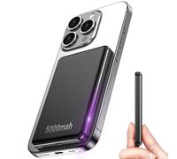 Mini Wireless PowerBank Mag-Safe, 5000mAh Mini Magnetico Power Bank,15W Batteria Esterna Wireless Magnetica, Mini Power Bank USB-C PD 22.5W Carica Veloce,Batteria Esterna per iPhone 16/15/14/13, Nero
