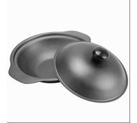 Mini Wok in Ghisa da 16-26 Cm, Wok in Ghisa Martellato Tradizionale HD con Hdle E Coperchio per Restauri Domestici, Non Arrugginisce, Durevole, 24cm/9.44inch