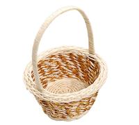 Mini Woven Basket - Imitazione Rattan Craft, Rustic Small Container | Handcrafted Vintage Style Organizer With Compact Build, Decorative Flower Storage Basket For Nursery Shelf Bedroom Tabletop