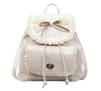 Mini zaino da ragazza in pelle PU con fiocco, stile casual, estetico, per donne e ragazze, idea regalo alla moda per bambini, Beige, 300.00x200.00x440.00mm/11.81x7.87x17.32inch, Casual