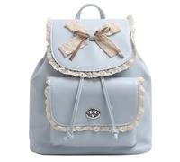 Mini zaino da ragazza in pelle PU con fiocco, stile casual, estetico, per donne e ragazze, idea regalo alla moda per bambini, Blu, 300.00x200.00x440.00mm/11.81x7.87x17.32inch, Casual
