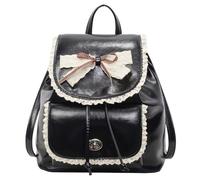 Mini zaino da ragazza in pelle PU con fiocco, stile casual, estetico, per donne e ragazze, idea regalo alla moda per bambini, Nero , 300.00x200.00x440.00mm/11.81x7.87x17.32inch, Casual