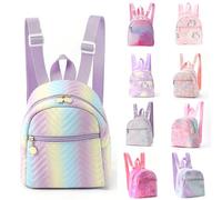 Mini zaino per ragazze - Zaino in poliuretano con sfumature arcobaleno, 18 x 19 x 10,4 cm, mini zaino per la scuola per ragazze adolescenti e studenti, Arcobaleno 1, Etichettalia unica