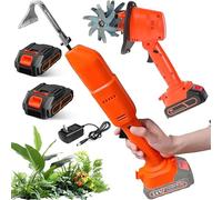 Mini zappa elettrica - coltivatore senza fili con 2 batterie ricaricabili, micro fresa manuale da giardino per diserbo, allentamento del terreno e taglio dell'erba