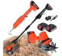 Mini zappa elettrica senza fili, coltivatore manuale con asta telescopica per la preparazione del terreno, diserbo, taglio erba in giardini, fattorie