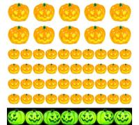 Mini zucche da 50 pezzi Figurine di Halloween in resina per decorazioni luminose decorazioni di zucca in stile ghigno per Halloween, casa, microlandscape, giardino e figurine di da forno