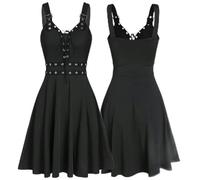 Miniabito da Donna con Scollo all'Americana, Club Vuoto, Moda Sexy, Linea ad A, Nero, Sottile, Primaverile, Elegante, Casual, con Spalle Scoperte-Nero-XXL