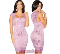 Miniabito donna vestito mini abito pizzo effetto nudo party elegante DL-1288