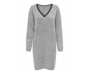 Miniabito in pizzo con scollo a V Grigio L Tinta unita