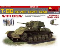 MINIART 1/35 KIT MILITARE CARRO ARMATO T 80 SOVIET LIGHT TANK W/CREW MODELLINO