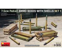 MINIART 1/35 KIT MODELLISMO DIORAMI 7,5 CM PAK40 AMMO BOXES W/SHELLS SET 1 AUTO