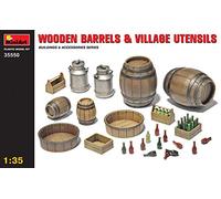 MiniArt 1:35 Scale Wooden Barrels & Village Utensils Plastic Model Kit,Multicolo