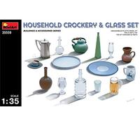 MiniArt 35559 - Set di stoviglie e bicchieri 1:35, riproduzione fedele all'originale, modellismo, kit di costruzione in plastica, fai da te, hobby, incollaggio, modellismo, assemblaggio, non