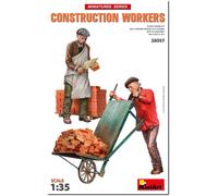 MiniArt 38097 1:35 1:35 - Set di figure per lavoratori edili con accessori (2) - replica fedele all'originale, modellismo, kit di costruzione in plastica, fai da te, hobby, incollaggio, modellismo