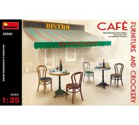 MINIART MIN35569 CAFE FURNITURE & CROCKERY KIT 1:35 Modellino