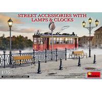 MINIART MIN35639 STREET ACCESSORIES WITH LAMPS & CLOCKS KIT 1:35 Modellino