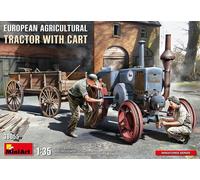 Miniart MIN38055 1:35-European Agricultural Tractor w/Cart Scale Model kit, Mold