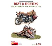 Miniart REST & FIGHTING U.S. SOLDIERS W/WLA MOTORCYCLES KIT 1:35