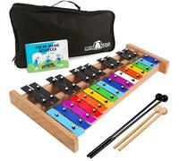 MINIARTIS Glockenspiel Xilofono | Xilofono glockenspiel a grandezza naturale 27 note tasti colorati in metallo per adulti e bambini | Strumento musicale a percussione include 2 battitori in legno,