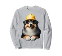 Miniatura American Shepherd Dog Yellow Hard Hat Costruzione Felpa